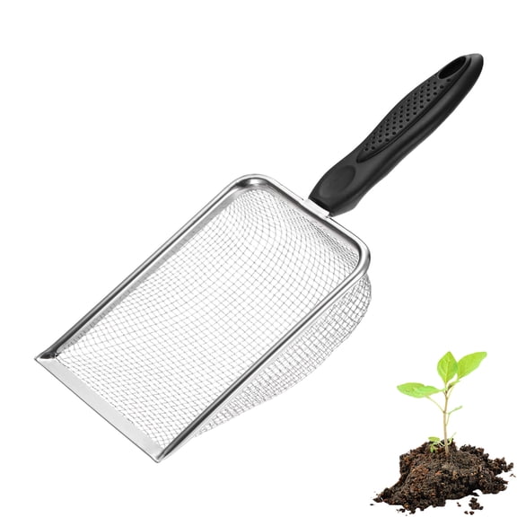 Uxcell 1-Pack Gardening Soil Sifter, 3.3 mm Mesh Stainless Steel Sand Soil Compost Sieve with Plastic Handle [Silver Tone]