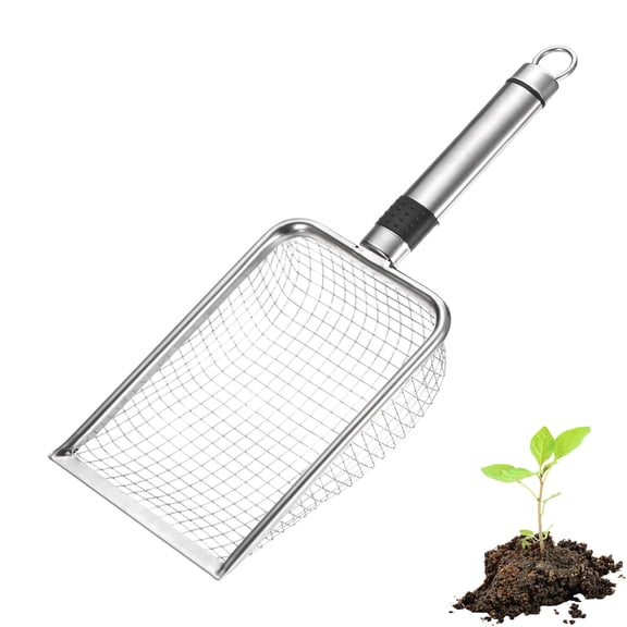 Uxcell 1-Pack Gardening Soil Sifter, 6 mm Mesh Stainless Steel Sand Soil Compost Sieve with Stainless Steel Handle [Silver Tone]