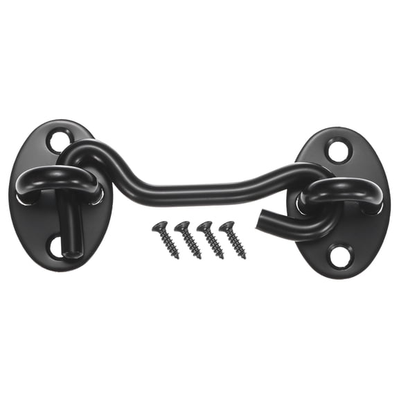 Uxcell 1-Pack Hook and Eye Latch for Door 3 Inch 201 Stainless Steel Hook and Eye Gate Latch for Gate/Window/Cabinet Black