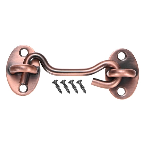 Uxcell 1-Pack Hook and Eye Latch for Door 3 Inch 201 Stainless Steel Hook and Eye Gate Latch for Gate/Window/Cabinet Red