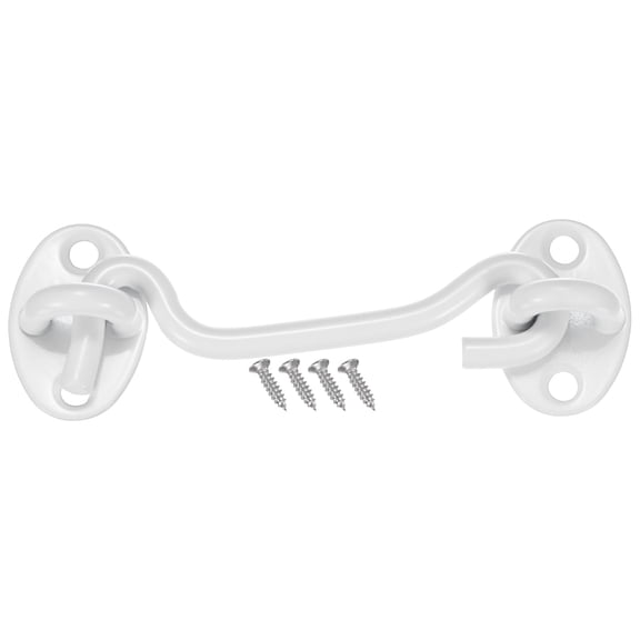 Uxcell 1-Pack Hook and Eye Latch for Door 4 Inch 201 Stainless Steel Hook and Eye Gate Latch for Gate/Window/Cabinet White