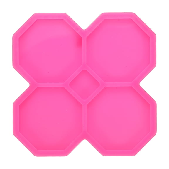Uxcell 1 Pack Irregular Octagon Shape Resin Silicone Mould, 1.7 Inches 4-Impression Epoxy Shiny Resin Casting Mould for Badge Reel Art DIY Pendant Crafts
