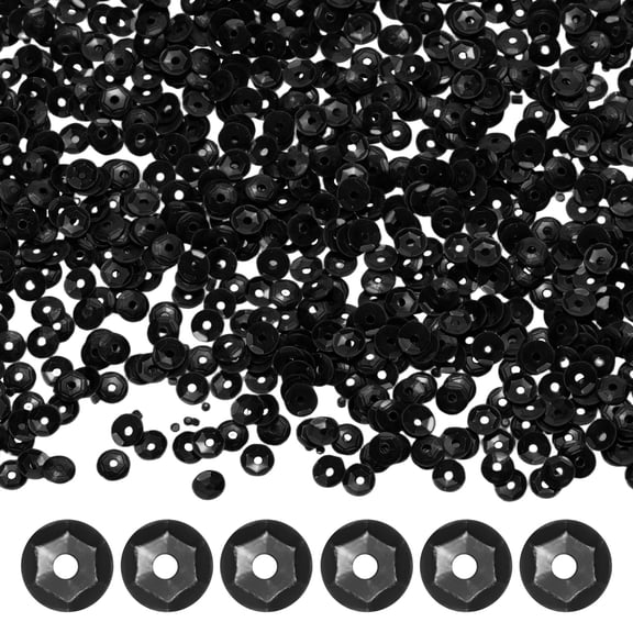 Uxcell 1200-Pack Loose Sequins, 6 mm Round Cup Rainbow Sequins Paillettes for DIY Projects/Sewing [Black]