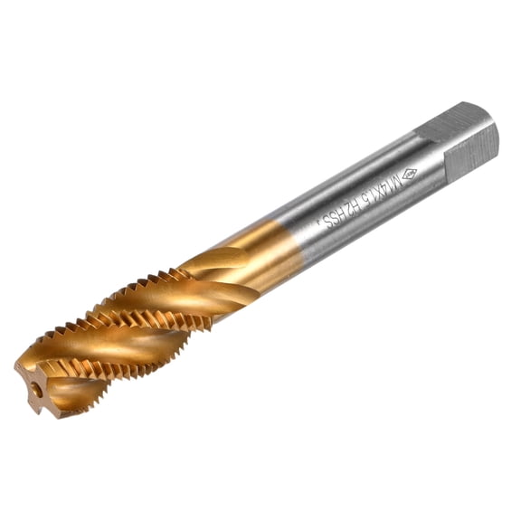 Uxcell 1-Pack M14x1.5mm Metric Spiral Flute Thread Tap, HSS Titanium Coated Right Hand Threading Tap Screw Tapping Tool