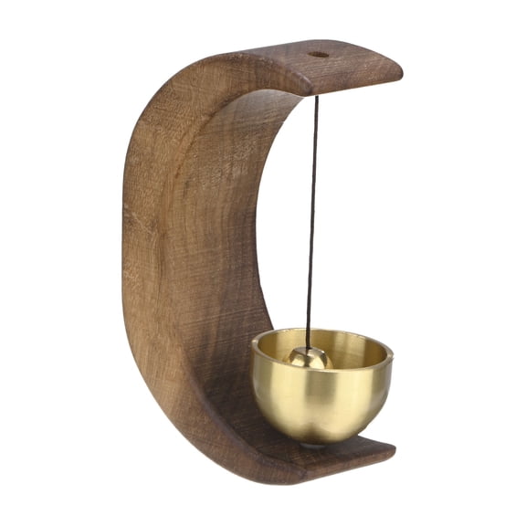 Uxcell 1-Pack Magnetic Shopkeepers Bell for Door Opening, 2.6inch/6.5cm Walnut Vintage Wind Chime Doorbell with Brass Bell for Front Porch/Garden/Backyard [Brown, Moon Shape]