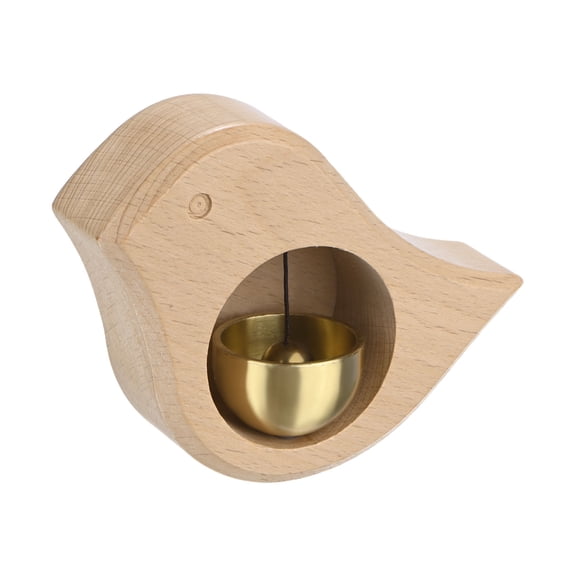 Uxcell 1-Pack Magnetic Shopkeepers Bell for Door Opening, 3.4inch/8.5cm Beech Vintage Wind Chime Doorbell with Brass Bell for Front Porch/Garden/Backyard [Beige, Bird Shape]