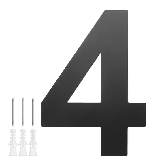 Uxcell 1-Pack Modern Floating House Numbers for Outside, 5 Inch Stainless Steel Glossy Black Large Address Numbers [Digit 4]