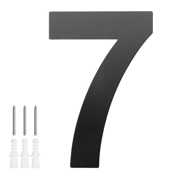 Uxcell 1-Pack Modern Floating House Numbers for Outside, 5 Inch Stainless Steel Glossy Black Large Address Numbers [Digit 7]