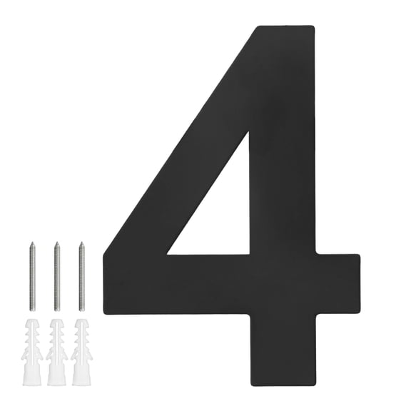 Uxcell 1-Pack Modern Floating House Numbers for Outside, 5 Inch Stainless Steel Matte Black Large Address Number [Digit 4]