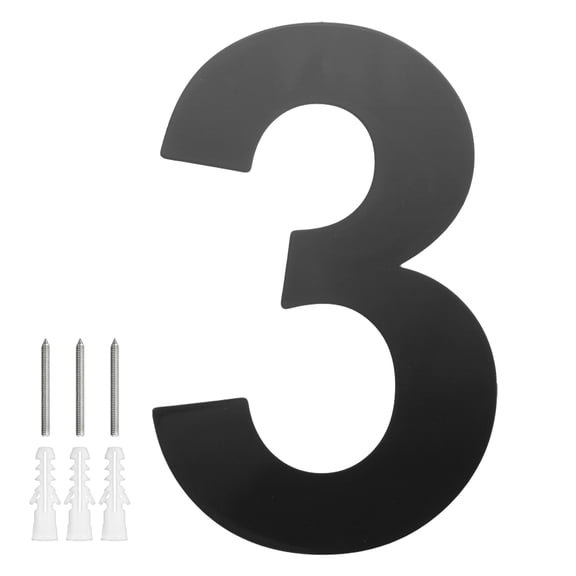 Uxcell 1-Pack Modern Floating House Numbers for Outside, 6 Inch Stainless Steel Glossy Black Large Address Numbers [Digit 3]