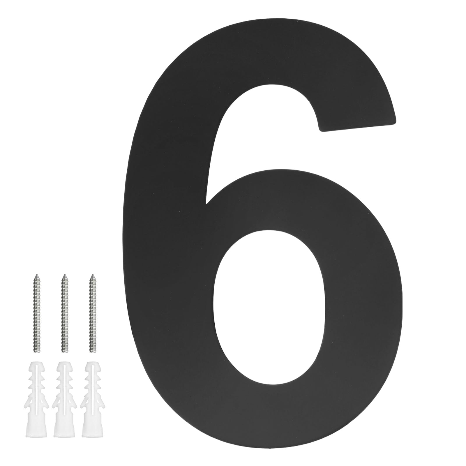 Uxcell 1-Pack Modern Floating House Numbers for Outside, 8 Inch Stainless Steel Matte Black Large Address Number [Digit 6]