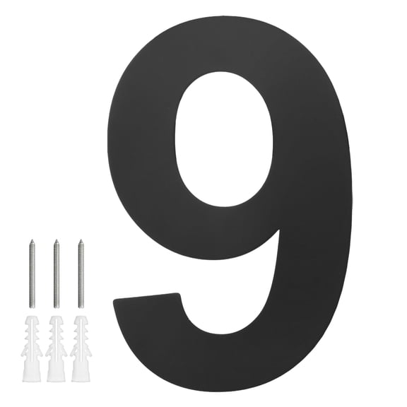 Uxcell 1-Pack Modern Floating House Numbers for Outside, 8 Inch Stainless Steel Matte Black Large Address Number [Digit 9]