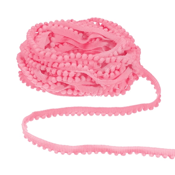 Uxcell 1-Pack Pom Pom Ball Fringe Trim, 10 Yards 5mm Mini Pom Pom Trim Ribbon for Home Decoration/DIY Crafts, Dark Pink
