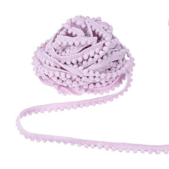 Uxcell 1-Pack Pom Pom Ball Fringe Trim, 10 Yards 5mm Mini Pom Pom Trim Ribbon for Home Decoration/DIY Crafts, Light Purple