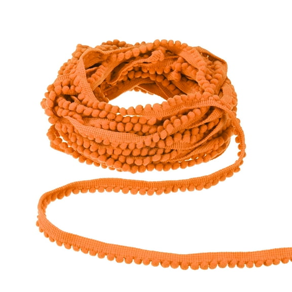 Uxcell 1-Pack Pom Pom Ball Fringe Trim, 10 Yards 5mm Mini Pom Pom Trim Ribbon for Home Decoration/DIY Crafts, Orange