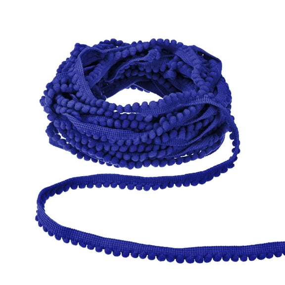 Uxcell 1-Pack Pom Pom Ball Fringe Trim, 10 Yards 5mm Mini Pom Pom Trim Ribbon for Home Decoration/DIY Crafts, Sapphire Blue