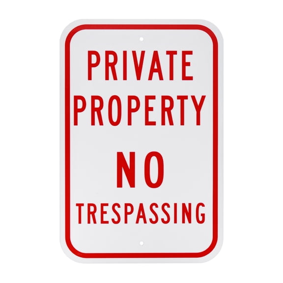 Uxcell 1 Pack Private Property - No Trespassing Sign for Garden 13.8" Red on White
