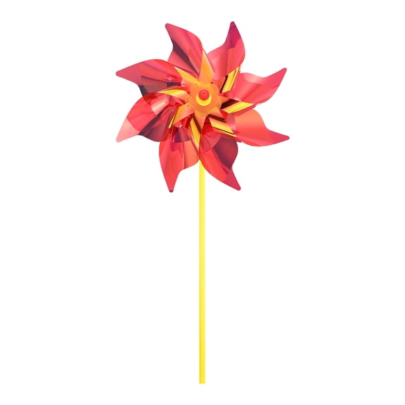Uxcell 1-Pack Rainbow Pinwheels, 20 Inch Plastic Wind Spinners Outdoor Flower Windmill for Party Decorations [Red]