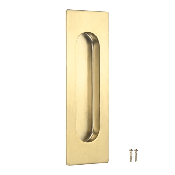 Uxcell 1-Pack Recessed Finger Pulls, 5.90 Inch Inner Circle 304 Stainless Steel Sliding Closet Door Handles [Gold]