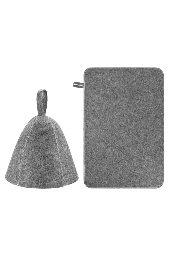1-Pack Sauna Hat for Women and Men, Felt Sauna Cap Vaporarium with Mat Soft Durable Comfortable Breathable [Gray]