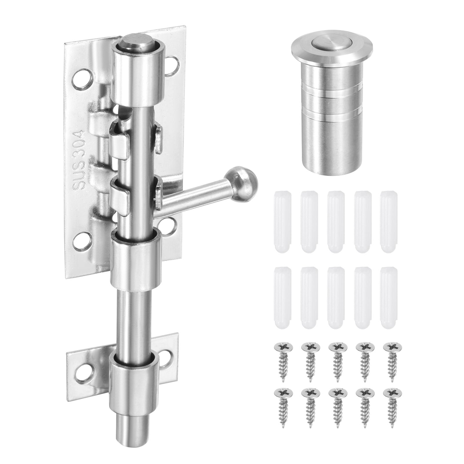 Uxcell 1-Pack Slide Bolt Latch, 5 in 304 Stainless Steel Barrel Bolt ...