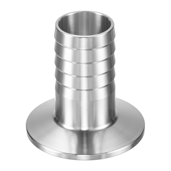 Uxcell 1-Pack Tri Sanitary 1.5 in Clamp Barbed Fittings to 1 in Hose Adapter Stainless Steel Pipe Fitting Ferrule OD 50.5mm