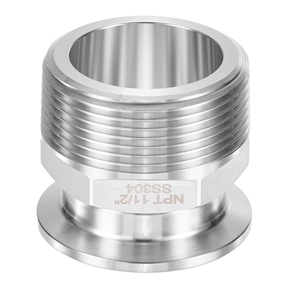 Uxcell 1-Pack Tri Sanitary 1.5 in Clamp Fittings to 1.5 in NTP Male Thread Stainless Steel Pipe Hexagon Fitting Ferrule OD 50.5mm