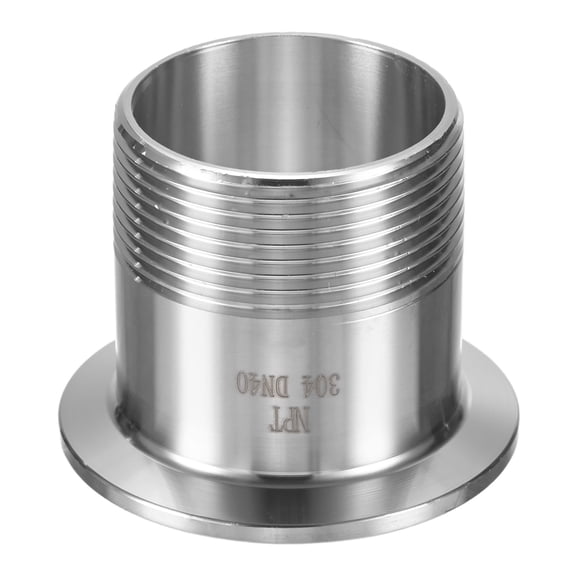 Uxcell 1-Pack Tri Sanitary 2 in Clamp Fittings to 1-1/2 in NTP Male Thread Stainless Steel Pipe Fitting Ferrule OD 64mm