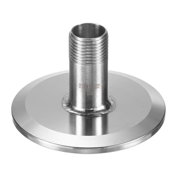 Uxcell 1-Pack Tri Sanitary 2 in Clamp Fittings to 3/8 in NTP Male Thread Stainless Steel Pipe Fitting Ferrule OD 64mm