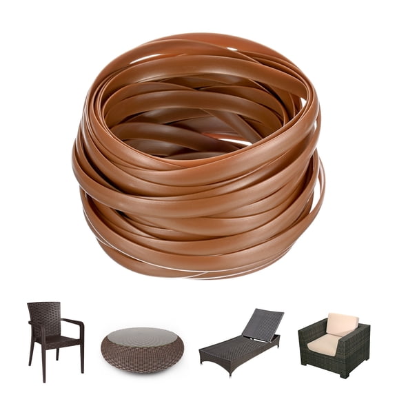 Uxcell 1-Pack Wicker Repair Kit, 8mm x 33ft/10m Plastic Flat Rattan Replacement Supplies for Patio Furniture Repair [Light Brown]