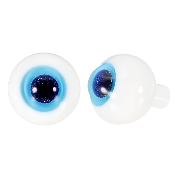 Uxcell 1 Pair 12mm Eyeballs for Crafts, Glass Realistic Round Craft Eyeballs Handmade Fake Doll Eyes, Great for Doll Halloween Party Horror Mask DIY Decorations (Inner Glitter Blue)