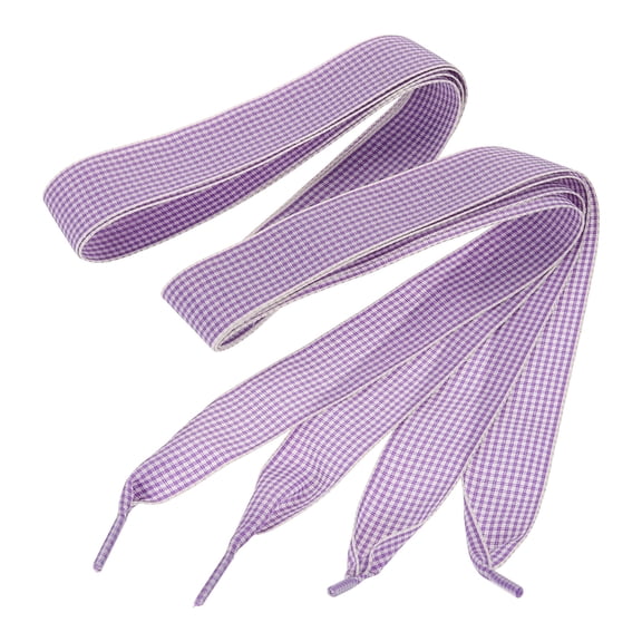 Uxcell 1 Pair 55.1 Inch Gingham Shoelaces, 1 Inch Wide Purple Small Check Ribbon Shoe Laces Plaid Satin Fabric Shoe Strings Replacement for Women Men Sport Sneakers Boots High-Tops