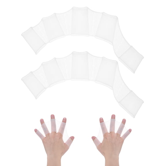 Uxcell 1 Pair Silicone Swimming Gloves Webbed Half-Finger Frog Type Medium Gloves White