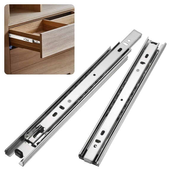 Uxcell 1-Pair Soft Close Drawer Slides, 9.8" Full Extension Ball Bearing Drawer Slides 3 Fold 33lb [Silver]