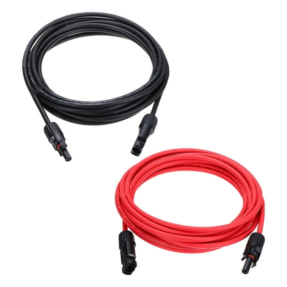 Uxcell 1 Pair Solar Panel Extension Cable, 10AWG 1000V Male to Female Waterproof Solar Extension Wire, Solar Panel Cable for RVs, Solar Panels, Photovoltaic Systems, Black&Red 16.4ft