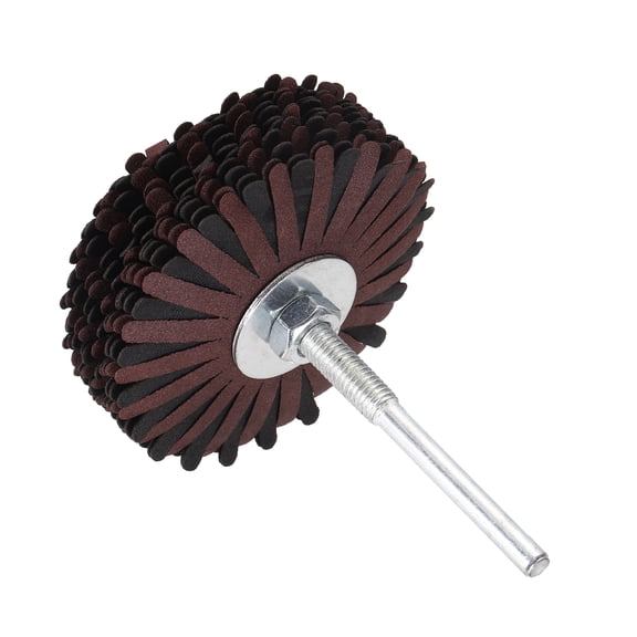 Uxcell 1 Pcs Abrasive Flap Wheel, 3.2 Inch Diameter, 1/4" Shank, 240 Grit Aluminum Oxide Flap Wheel Sanding Abrasive Sandpaper for Woodworking, Root Carving, Furniture Polishing, Red