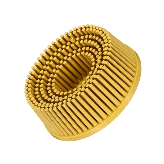 Uxcell 1 Pcs Bristle Disc 2", 80 Grit Abrasive R-Type Bristle Coating Removal Disc with Quick Change Roll Lock for Metal Deburring Polishing Grinding, Yellow