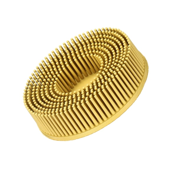 Uxcell 1 Pcs Bristle Disc 3", 80 Grit Abrasive R-Type Bristle Coating Removal Disc with Quick Change Roll Lock for Metal Deburring Polishing Grinding, Yellow