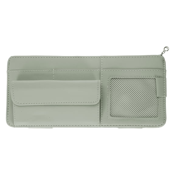 Uxcell 1 Pcs Car Sun Visor Organizer, 12.8 x 6.5 Inch PU Leather Vehicle Storage Pouch Holder for Sunglasses Card Pen Driver License Car Accessories, Gray
