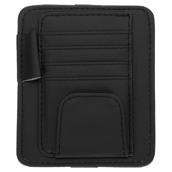 Uxcell 1 Pcs Car Sun Visor Organizer, 6.1 x 4.9 Inch PU Leather Vehicle Storage Pouch Holder for Sunglasses Card Pen Driver License Car Accessories, Black