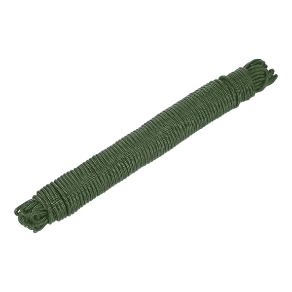 Uxcell 1 Pcs Dark Green Nylon Rope 1/4"x164ft Solid Braided Cord Polypropylene Rope