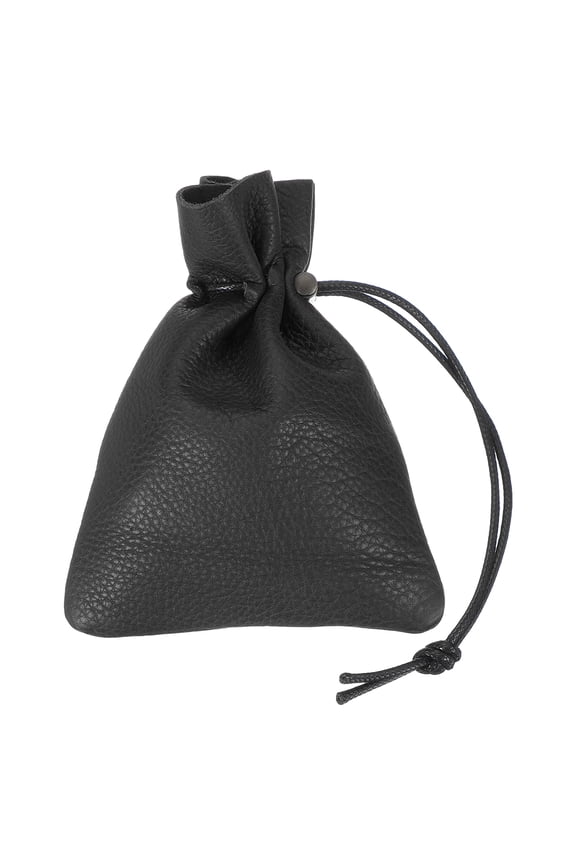 1 Pcs Drawstring Bag, Leather Coin Purse, Change Purse For Women, Men's Leather Bag, For Jewelry, Keys, Coin Storage (Black)