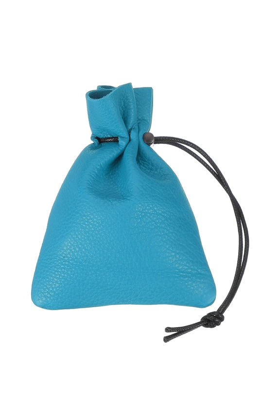 1 Pcs Drawstring Bag, Leather Coin Purse, Change Purse For Women, Men's Leather Bag, For Jewelry, Keys, Coin Storage (Blue)