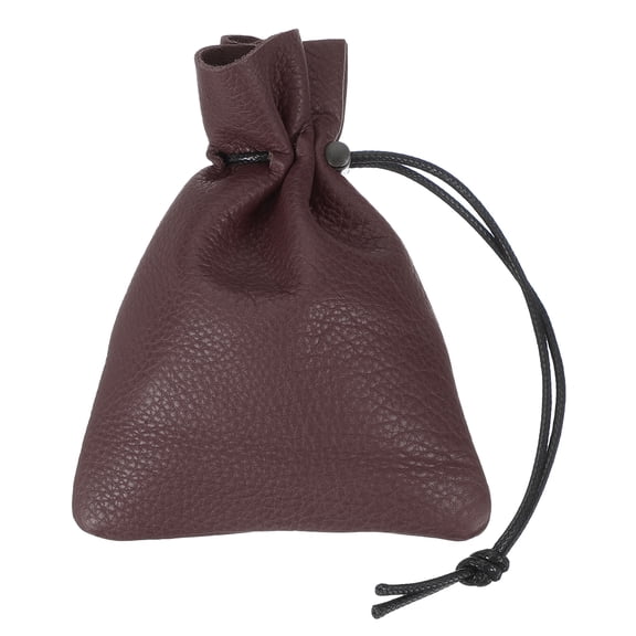 Uxcell 1 Pcs Drawstring Bag, Leather Coin Purse, Change Purse For Women, Men's Leather Bag, For Jewelry, Keys, Coin Storage (Claret)
