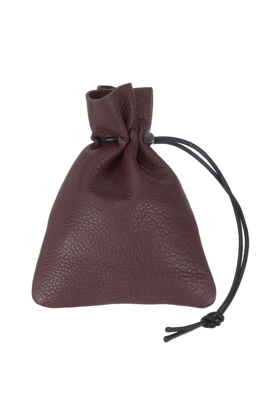 1 Pcs Drawstring Bag, Leather Coin Purse, Change Purse For Women, Men's Leather Bag, For Jewelry, Keys, Coin Storage (Claret)
