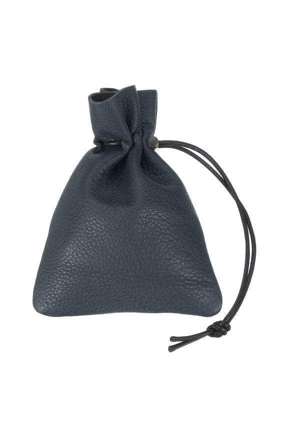 1 Pcs Drawstring Bag, Leather Coin Purse, Change Purse For Women, Men's Leather Bag, For Jewelry, Keys, Coin Storage (Dark Blue)