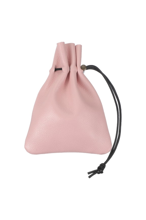 1 Pcs Drawstring Bag, Leather Coin Purse, Change Purse For Women, Men's Leather Bag, For Jewelry, Keys, Coin Storage (Pink)