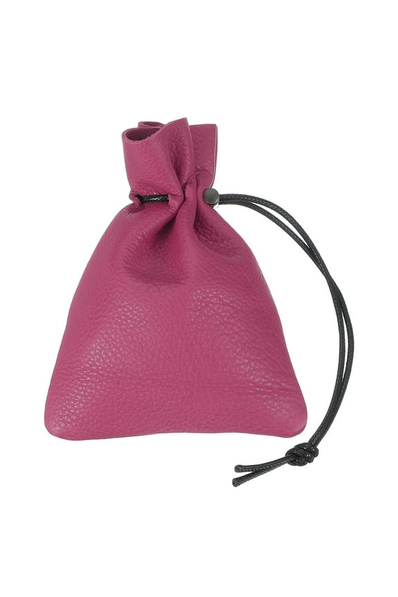 1 Pcs Drawstring Bag, Leather Coin Purse, Change Purse For Women, Men's Leather Bag, For Jewelry, Keys, Coin Storage (Rose Red)