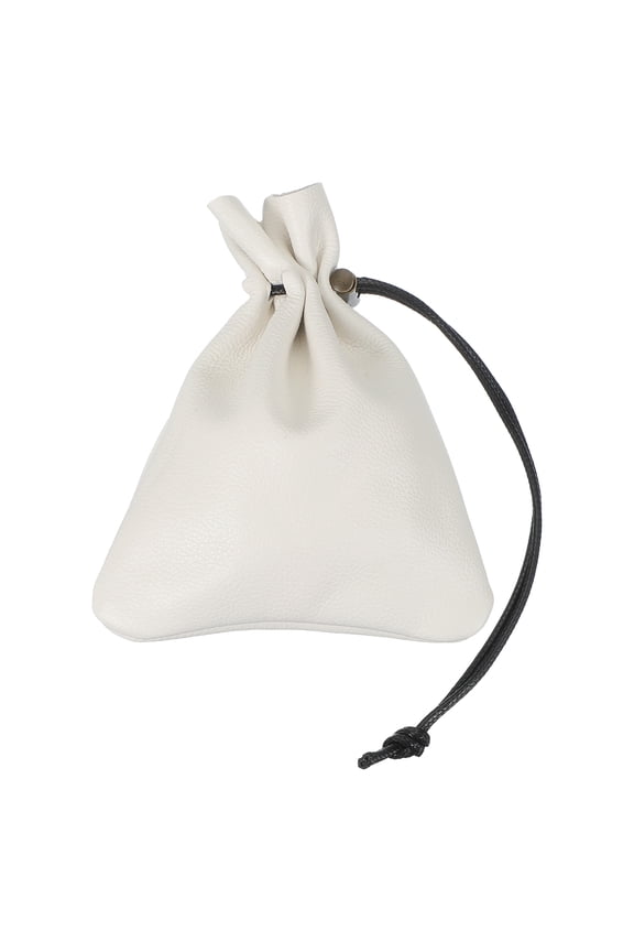 1 Pcs Drawstring Bag, Leather Coin Purse, Change Purse For Women, Men's Leather Bag, For Jewelry, Keys, Coin Storage (White)