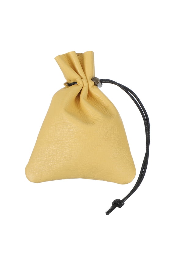 1 Pcs Drawstring Bag, Leather Coin Purse, Change Purse For Women, Men's Leather Bag, For Jewelry, Keys, Coin Storage (Yellow)